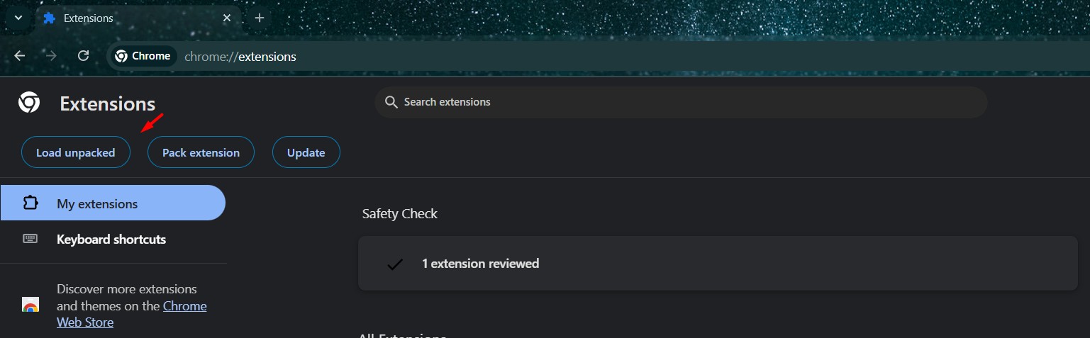 Imagen 5: Cargar extensión descomprimida